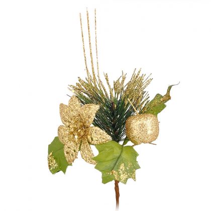 Елхови и борови клонки - Коледна декорация злато