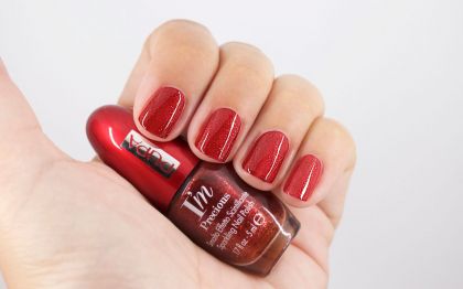 Pupa - RED POWER -  I`M PRECIOUS SPARKLING NAIL POLISH - Лак за Нокти с Блестящ Финиш.