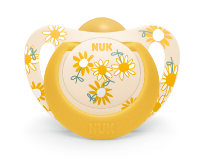 NUK -  биберон залъгалка каучук 6-18мес. 1бр. STAR  + кутийка.