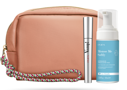 Pupa - VAMP! KIT - MASCARA & MOUSSE ME SOFTLY  Комплект спирала ултра обем, Почистваща пяна и несесер.
