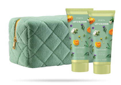 PUPA MILANO -  LET`S BLOOM  KIT 1  ДУШ ГЕЛ + МЛЯКО ЗА ТЯЛО  + НЕСЕСЕР/ 4 аромата. 200 & 200  ml