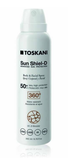 TOSKANI Cosmetics - Слънцезащитен спрей за лице и тяло с витамин D SPF 50+. 200 ml