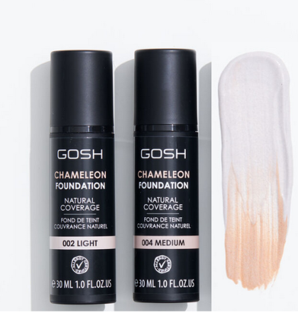 Gosh - CHAMELEON FOUNDATION -  адаптиращ се към цвета на кожата фон дьо тен.
