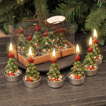  Коледни свещи - Свещ елхички 6бр.