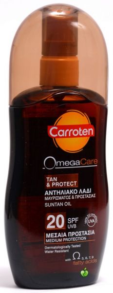 Carroten - Слънцезащитно олио за бързо придобиване на тен SPF20 - Omega Care Tan&Protect  SPF20  125 ml.