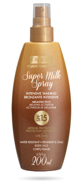 Pupa -  Sun- SUPER MILK SPRAY INTENSIVE TANNING SPF 15 / 30   - Слънцезащитно мляко спрей  SPF 15 / 30 . 200 ml