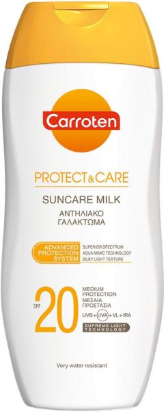 Carroten - Слънцезащитно мляко за тяло с висока защита  SPF20 - Protect & Care Suncare Milk  SPF 20  200 ml.