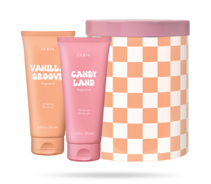 PUPA MILANO - HAPPY BOX   KIT 3  2 АРОМАТИЗИРАНИ ДУШ ГЕЛА   + МЕТАЛНА КУТИЯ/. 200 & 200 ml