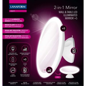 Lanaform - Огледало с една страна и увеличение X 5 / 2-in-1 Mirror - LED illuminated mirror ×5.
