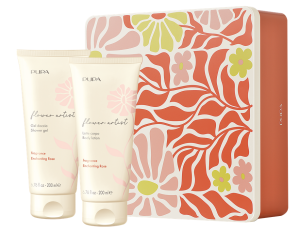 PUPA MILANO - FLOWER ARTIST SET BODY LOTION & SHOWER GEL/ Комплект за жени Душ гел & Лосион за тяло в красива метална кутия в 6 аромата.  200 & 200  ml