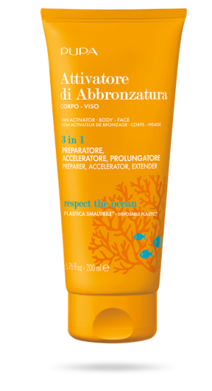 Pupa  SUN  / TAN ACTIVATOR BODY FACE 3 IN 1  / АКТИВАТОР ЗА ТЕН . 200 ml + Подарък / душ гел или лосион   след слънце