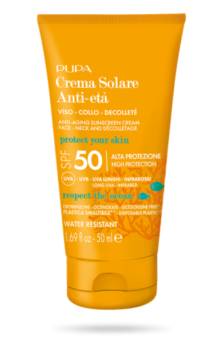 Pupa SUN -  ANTI AGING SUNSCREEN CREAM FACE, NECK  & DECOLETTE SPF 50  / СЛЪНЦЕЗАЩИТЕН КРЕМ ЛИЦЕ ШИЯ И ДЕКОЛТЕ. 50 ml