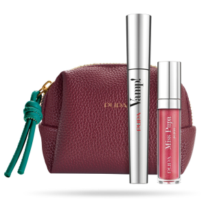 Pupa - VAMP! SET ! MASCARA + MISS PUPA GLOSS 304 + MINI POUCH Комплект  Спирала за изключителен обем и ефект на "Изкуствени мигли",  гланц за устни и  малка чантичка.